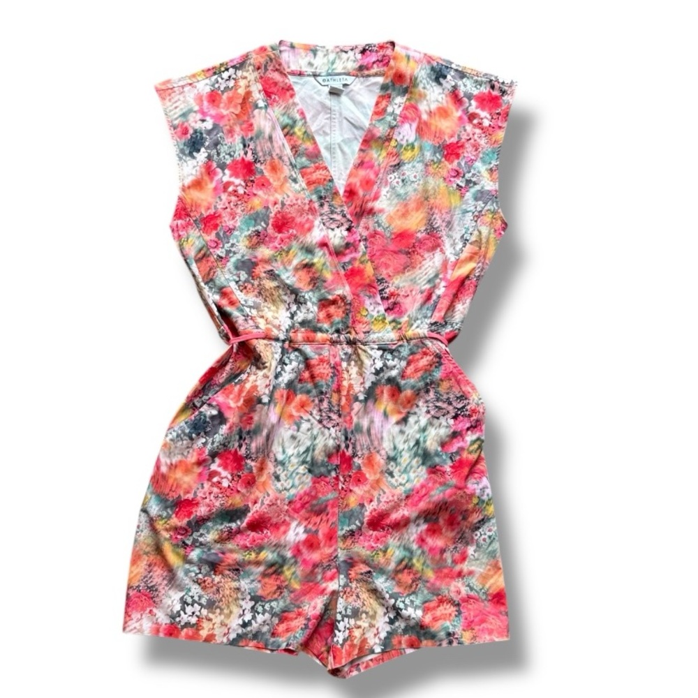 Athleta Marlow Romper in Renewed Bloom Pink Floral Print Size Medium - Picture 2 of 14